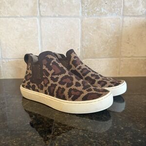 Rothy's The Chelsea‎ High Top Sneaker Women's 5.5 Wildcat Cheetah Print